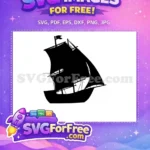 Free Pirate Ship Silhouette Free Black Pearl Caribbean Ocean Free SVG - Instant Download