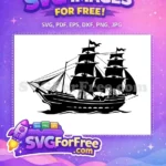 Free Black Sail Pirate Ship Free Waving Flags Pirates Caribbean Free SVG - Instant Download