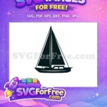 Free Black Sailboat Design Free White Outline Nautical Sailing Free SVG - Instant Download