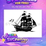 Free Black Pirate Ship Free Flying Birds Pirates Caribbean Free SVG - Instant Download