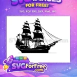 Free Black Sail Pirate Ship Free Classic Tall Ship Pirates Caribbean Free SVG - Instant Download