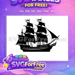 A stunning free design of a grand sailing ship silhouette, ready for your creative projects and crafting needs.