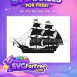Free Tall Ship Silhouette Free Waving Flags Nautical Pirate Ship Free SVG - Instant Download