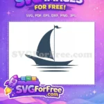 Free Dark Blue Sailboat Free Waving Flag Nautical Ocean Free SVG - Instant Download