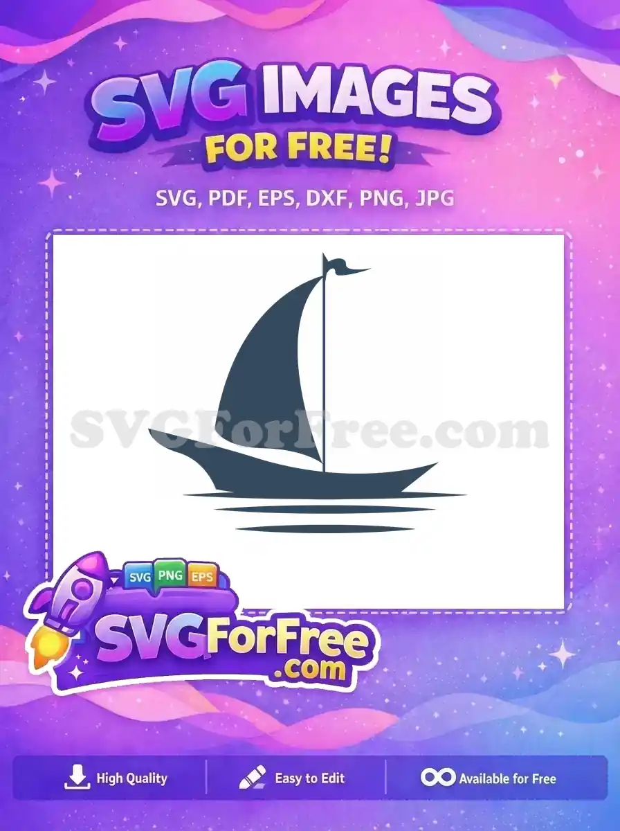 A striking free minimalist sailboat design, featuring a dark blue hull and sail, ideal for any free nautical project. Download this free vector.