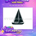 Free Sailboat Silhouette Free White Outline Ocean Sailing Free SVG - Instant Download