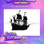 Free Galleon Pirate Ship Free Black Silhouette Design Peter Pan Free SVG - Instant Download
