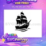 Free Moana Sailing on Boat Free Black Silhouette Design Moana Free SVG - Instant Download