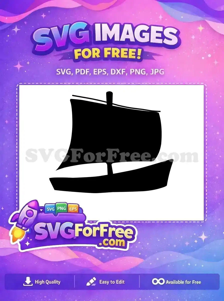 Free minimalist sailboat SVG silhouette, ideal for craft projects and nautical designs. Download this versatile free vector art.