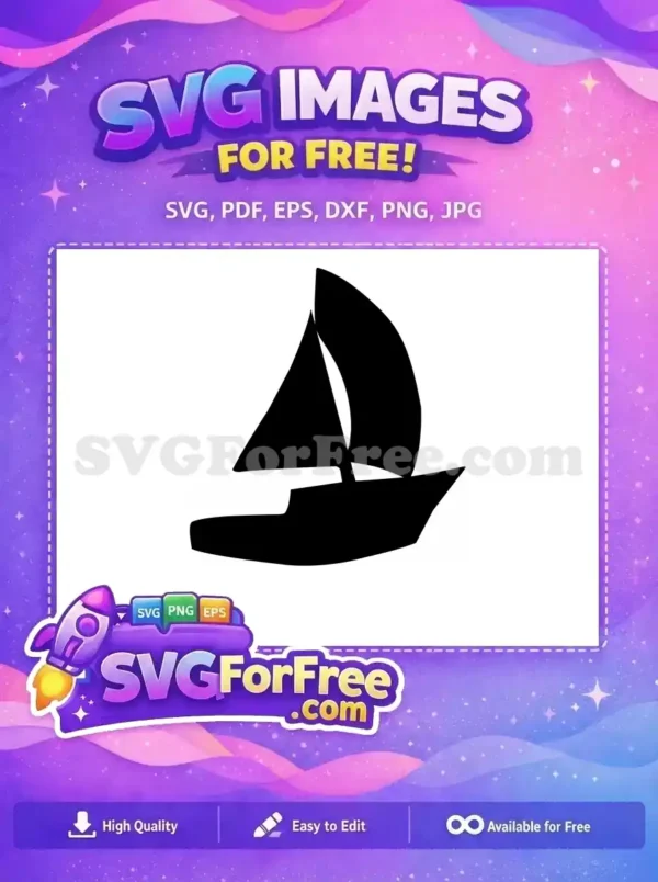 A striking free sailboat silhouette design, ideal for various crafts and digital projects. Download this free SVG vector.