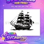 Free Majestic Pirate Ship Free Ocean Waves Caribbean Free SVG - Instant Download