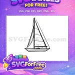 Free Sailboat Silhouette Outline Free Hand-Drawn Sketch Nautical Graphic Free SVG - Instant Download