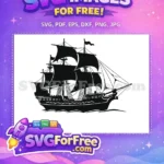 Free Pirate Ship Silhouette Free Full Sails Pirates of the Caribbean Free SVG - Instant Download