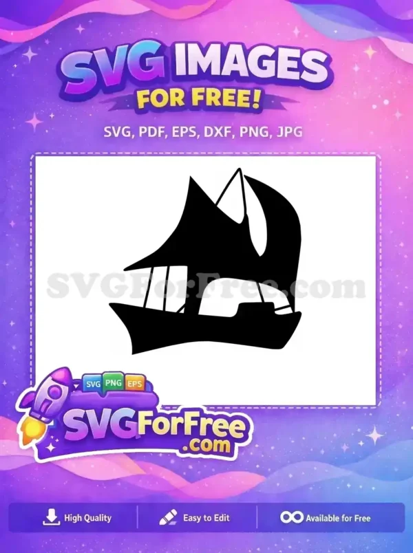 Striking free abstract ship SVG, a modern black and white silhouette perfect for diverse creative free projects. Download this free design now!