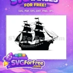 Free Pirate Ship Silhouette Free Black Sails Caribbean Voyage Free SVG - Instant Download