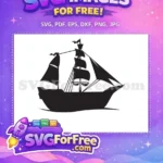 Free Black Pirate Ship Free Sailing Galleon Design One Piece Free SVG - Instant Download