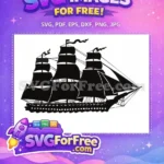 Free Black Sail Pirate Ship Free Waving Flags Pirate Adventure Free SVG - Instant Download
