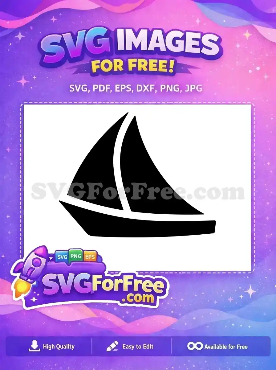 A minimalist black sailboat icon, a free design, ideal for various creative projects. Download this free vector now!