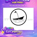 Free Black Boat Silhouette Free Ocean Wave Nautical Adventure Free SVG - Instant Download