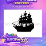 Free Simple Boat Design Free Ocean Waves Silhouette Nautical Free SVG - Instant Download