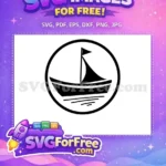 Free Circular Frame Free Black Sailboat Silhouette Nautical Design Free SVG - Instant Download
