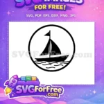 Free Boat Silhouette Design Free Simple Ocean Waves Summer Sailing Free SVG - Instant Download