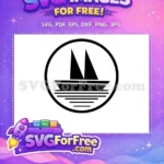 Free Boat Silhouette Free Wavy Ocean Simple Nautical Design Free SVG - Instant Download