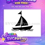 Free Simple Sailboat Silhouette Free Ocean Waves Nautical Theme Free SVG - Instant Download