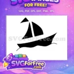 Free Black Boat Silhouette Free Waving Flag Design Nautical Free SVG - Instant Download