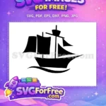 Free Black Sailboat Silhouette Free Waving Ocean Pirate Ship Free SVG - Instant Download