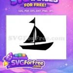 Free Sailboat Black Silhouette Free Flag on Mast Nautical Sailing Free SVG - Instant Download
