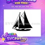 Free Sailing Boat Silhouette Free Ocean Waves Summer Vacation Free SVG - Instant Download