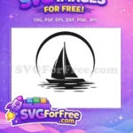 Free Boat Silhouette Free Ocean Sunset Nautical Design Free SVG - Instant Download