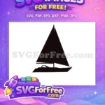 Free Black Sailboat Silhouette Free Simple Modern Sailboat Nautical Free SVG - Instant Download