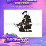 Free Caravel Cross Sails Free Dark Silhouette Columbus Ship Free SVG - Instant Download