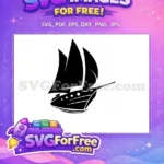 Free Sailing Ship Silhouette Free Black Cool Design One Piece Free SVG - Instant Download