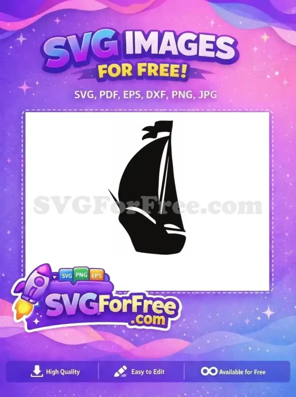 Free minimalist sailboat SVG design. This free vector silhouette is ideal for nautical decor, crafts, and apparel projects.