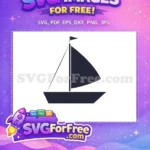 Free Dark Sailboat Silhouette Free Waving Flag Design Nautical Voyage Free SVG - Instant Download