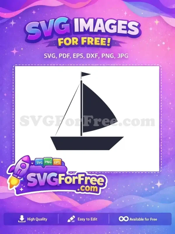 Free Sailboat SVG Design – Minimalist Nautical Vector Art A simple, elegant dark blue free sailboat vector graphic, ideal for various creative projects and nautical themes.