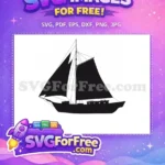 Free Vintage Boat Silhouette Free Black Sailing Ship Nautical Design Free SVG - Instant Download