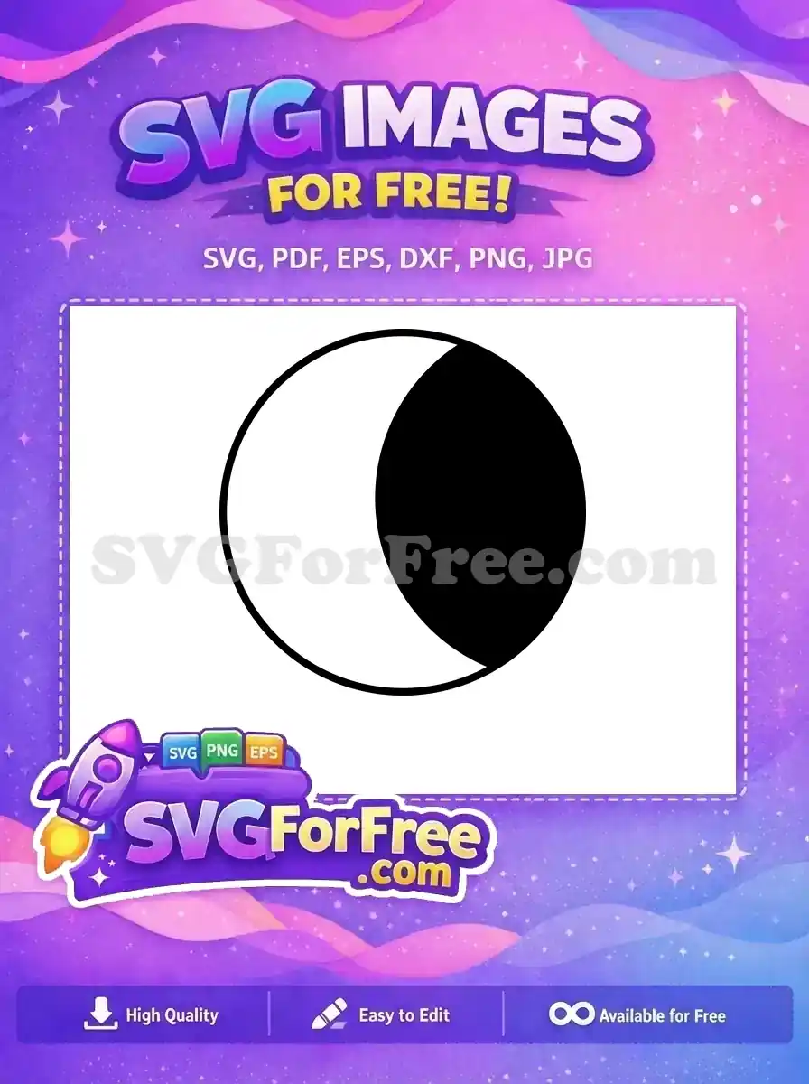 A free, minimalist last quarter moon phase SVG icon, ideal for projects needing a clean celestial design element.