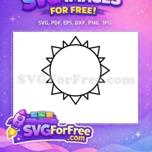 A clear, free sun outline SVG perfect for diverse projects, featuring a central circle with sharp triangular rays.
