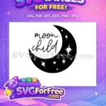 Free Crescent Moon Stars Free Moon Child Bohemian Spirit Free SVG - Instant Download
