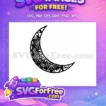 Free Boho Crescent Moon Free Line Art Flowers Celestial Design Free SVG - Instant Download