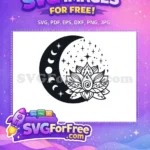 Free Boho Moon Phases Free Lotus Flower Stars Celestial Free SVG - Instant Download