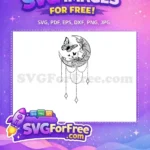 Free Boho Dotted Chains Free Elegant Hanging Jewelry Line Art Moon Free SVG - Instant Download