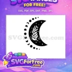 Free Boho Floral Crescent Moon Free Minimalist Line Art Celestial Free SVG - Instant Download