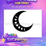 Free Crescent Moon Phases Free Boho Line Art Celestial Free SVG - Instant Download