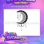 Free Boho Crescent Moon Free Intricate Line Art Celestial Mandala Free SVG - Instant Download