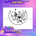 Free Crescent Moon Stars Free Floral Bouquet Berries Boho Free SVG - Instant Download